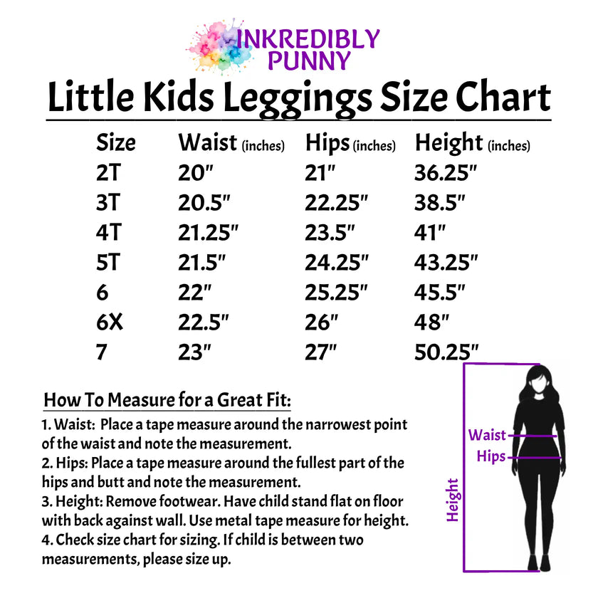 little kid leggings size chart