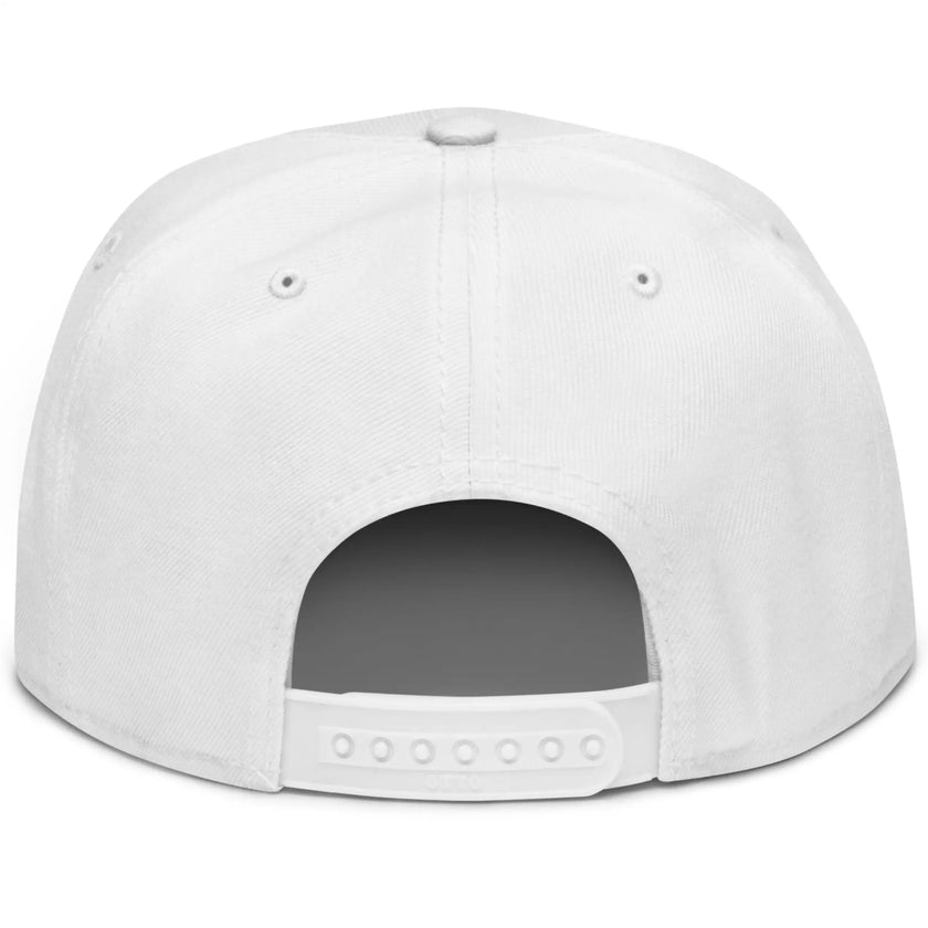 Back view of the all-white Buffalo football cap highlighting the snapback adjustable fit and minimalist monochrome finish.