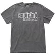 Aspiring Retiree graphic tee in grey, vintage-style text lettering, simple sarcastic humor shirt.