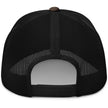 Back view of Buffalo Football camo trucker hat showcasing the breathable mesh back and adjustable snap closure for a comfortable fit.