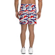 Back view of Buffalo football workout shorts showcasing the distinctive team-color camouflage pattern and sporty athletic design for active men.