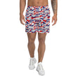 Men’s Buffalo Nickel City camo athletic shorts featuring original red white blue and grey camouflage, lightweight activewear for gym workouts, training, sports, and everyday movement.