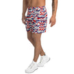 Left side view of Buffalo Nickel City gym shorts featuring the original red white blue and grey camo pattern, bold sporty style for training and daily wear.