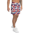 Right side view of unisex Buffalo football camo shorts displaying the unique team-color camouflage print and athletic silhouette for workouts and active lifestyles.