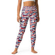 Adult Nickel City camouflage leggings featuring an original Buffalo red white blue and grey color camo pattern, bold fitted fan apparel designed to stand out.