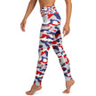 Left side view of adult Buffalo fan leggings featuring the signature team-color camouflage pattern and comfortable fitted stretch silhouette.