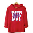 Red Buffalo football streetwear hoodie flat lay featuring large BUF letters with blue & red Mafia detail