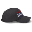 Grey dad hat right side view showing embroidered Buffalo football Mafia lettering and curved brim design.