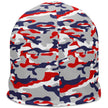 Back view of a Buffalo football camouflage beanie hat showcasing its rugged camo knit design and cozy winter construction.