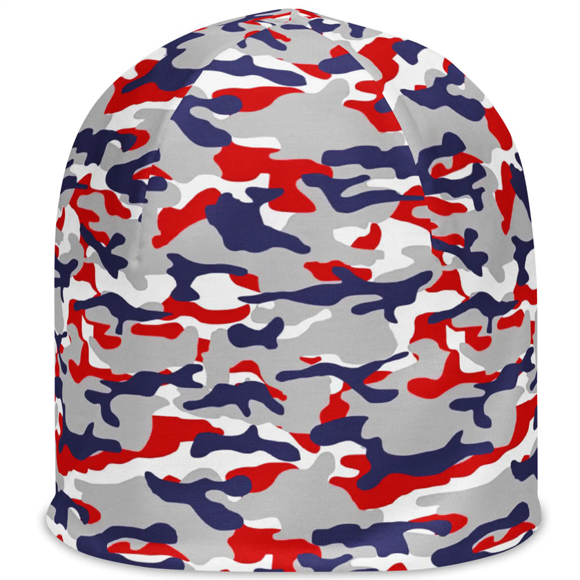 Buffalo football camouflage beanie featuring a bold camo pattern and warm knit construction, rugged winter fan style for cold game days.