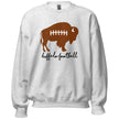 Light grey Buffalo football sweatshirt featuring a brown buffalo silhouette designed with football laces and black scroll lettering reading Buffalo Football.