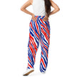 Back view of woman wearing Buffalo fan joggers with signature football stripe pattern, premium lightweight design and bold Buffalo-inspired style.