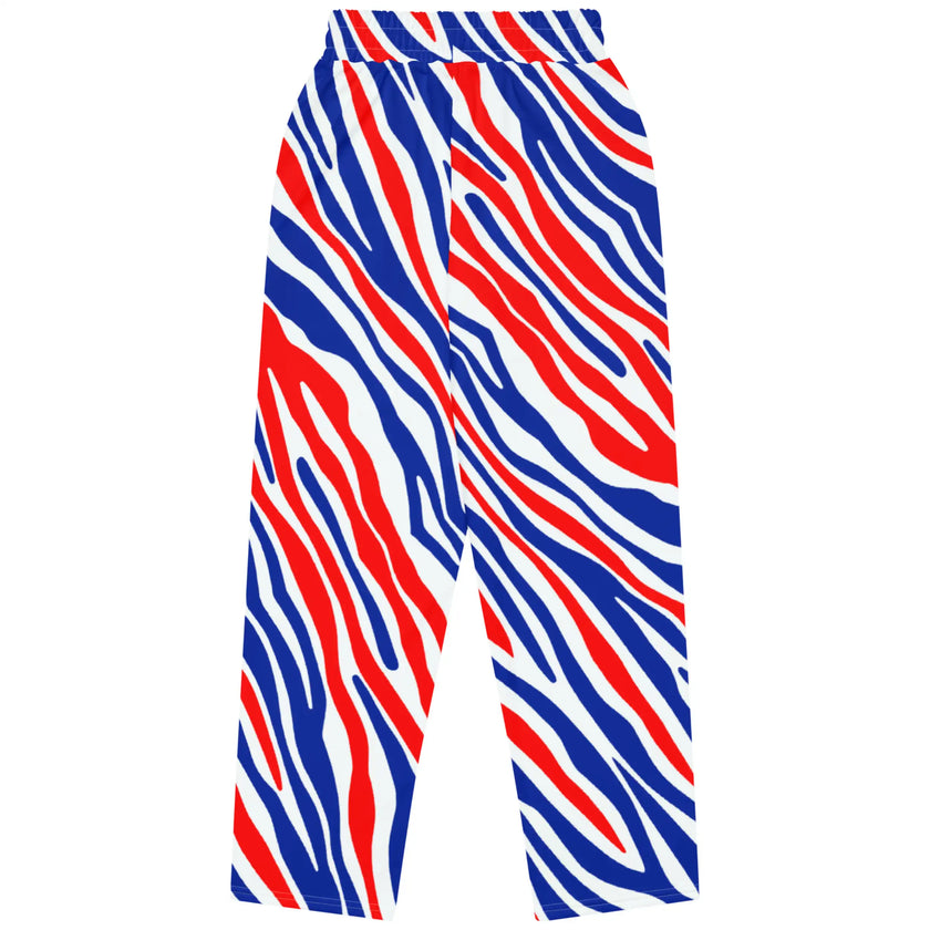 Back flat lay view of Buffalo striped joggers showcasing unique football-inspired pattern, premium lightweight fabric, and bold signature design