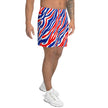 Right side view of original Buffalo stripe athletic shorts showcasing bold football-inspired colors and standout activewear style for fans.