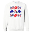 White Buffalo football coquette sweatshirt flat lay with playful buffaloes, bows, and footballs design