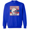 Retro Buffalo Football sweatshirt flat lay, classic 1960s helmet design, vintage team fan apparel