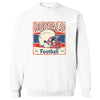 Retro Buffalo Football flat lay, classic muted helmet design, nostalgic team fan sweatshirt