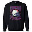 Black retro Buffalo Football 1990s style sweatshirt flat lay on white background