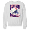 Light gray vintage Buffalo Football 1990s style sweatshirt flat lay on white background