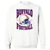 White Buffalo Football 90s nostalgia helmet sweatshirt flat lay on white background