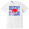 White Destiny Is Calling Buffalo football shirt with distressed blue lettering and red buffalo graphic.