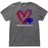 Buffalo heart game day soul women’s football tee flat lay on white background in soft gray, bold buffalo graphic, cozy fan style shirt