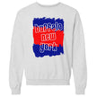 Grey Buffalo NY hometown sweatshirt featuring colorful red and blue paint brush strokes with modern cutout Buffalo New York typography, perfect for everyday wear.