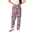 Back view of Buffalo camo jogger sweatpants featuring the distinctive red blue and grey Nickel City camouflage design, relaxed athletic-inspired apparel for everyday comfort.