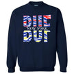 BUF Buffalo sweatshirt featuring football striped pattern and hockey color blocking with New York script, sporty city pride style for fans