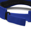 Close-up of blue Buffalo football golf visor adjustable closure showing the secure fit and quality details of this sporty headwear