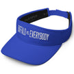 Angled view of blue Buffalo football golf visor highlighting the raised white ‘Buffalo vs. Everybody’ embroidery and sleek athletic design.