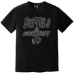 Black Buffalo football t-shirt featuring ‘Buffalo vs. Everybody’ in bold black lettering outlined in white with small buffalo silhouette underneath, game day fan apparel.