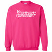 Hot pink Not Your Sweetheart feminist sweatshirt, styled to stand out with playful confidence.