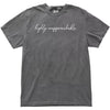 Gray “Highly Unapproachable” t-shirt flat lay featuring minimalist design and blunt funny message