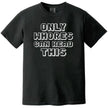 Edgy retro pixel humor t-shirt in black, bold sarcastic statement design, simple funny graphic tee for casual wear.