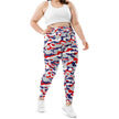 Plus size Buffalo football camouflage leggings featuring original red white blue and grey team-color camo pattern, bold fitted fan apparel with standout Buffalo style.