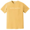 Yellow “My Data, My Choice” t-shirt flat lay highlighting bold, minimalist font and message about privacy and personal choice