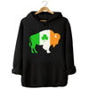 Black Buffalo Irish flag buffalo hoodie flat lay featuring giant Irish-flag buffalo graphic with shamrock detail, perfect for St. Patrick’s Day