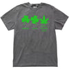 Gray St. Patrick’s Day funny luck t-shirt flat lay with shamrock, four-leaf clover, and weed leaf graphic