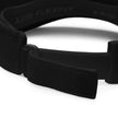 Close-up of the adjustable strap on a black Buffalo sports golf visor, designed for a comfortable customizable fit.