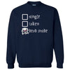 Navy gothic sweatshirt flat lay on white highlighting the checklist graphic with skull and heart eyes