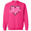 Hot pink sweatshirt flat lay with “Teaching Sweethearts” text, cute Valentine’s heart design for teachers