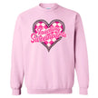 Light pink sweatshirt flat lay with “Teaching Sweethearts” wording and cozy retro heart style for teachers