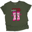 We Make the Perfect Pair socks Valentine’s t-shirt, green shirt flat lay, cute love-themed graphic, unisex fun tee for couples and Valentine’s gifting