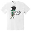 White Eternally Yours gothic Valentines shirt flat lay featuring skeleton hand clutching black rose design