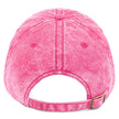 “Pink cotton twill cap back view showing adjustable snap closure and clean embroidered Buffalo silhouette design on front.