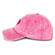 Pink cotton twill cap left side view featuring hot pink Buffalo silhouette embroidery and curved brim.
